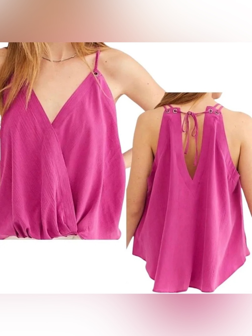 Free People All Mine Surplice Wrap Tank Acai Magenta - Size XS